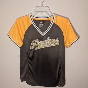 San Diego Padres Fanatics Women's Glitz & Glam League Diva Raglan V-Neck T-Shirt